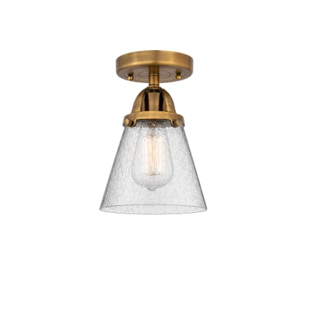 A large image of the Innovations Lighting 288-1C-9-6 Cone Semi-Flush Brushed Brass / Seedy