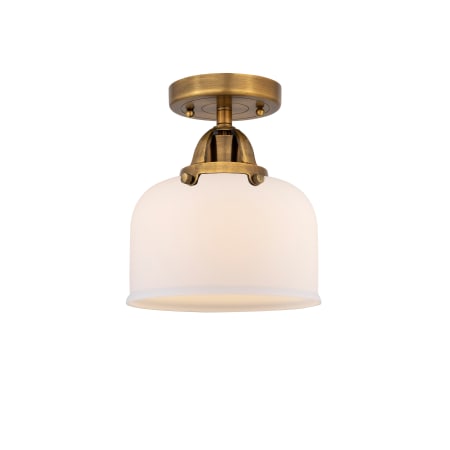 A large image of the Innovations Lighting 288-1C-9-8 Bell Semi-Flush Brushed Brass / Matte White