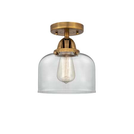 A large image of the Innovations Lighting 288-1C-9-8 Bell Semi-Flush Brushed Brass / Clear