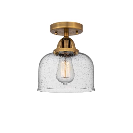 A large image of the Innovations Lighting 288-1C-9-8 Bell Semi-Flush Brushed Brass / Seedy