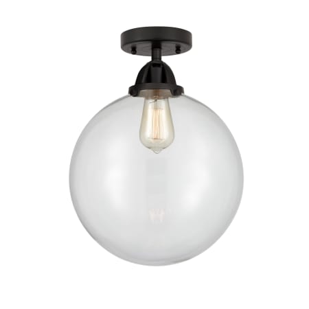 A large image of the Innovations Lighting 288-1C-15-12 Beacon Semi-Flush Matte Black / Clear