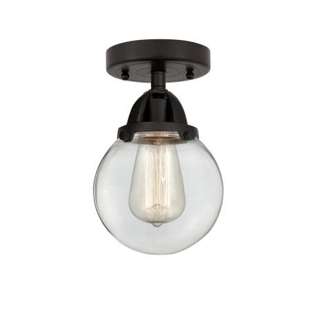 A large image of the Innovations Lighting 288-1C-9-6 Beacon Semi-Flush Matte Black / Clear