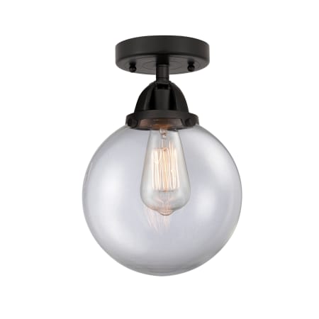 A large image of the Innovations Lighting 288-1C-11-8 Beacon Semi-Flush Matte Black / Clear