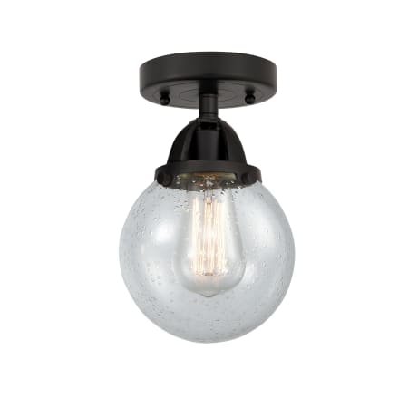 A large image of the Innovations Lighting 288-1C-9-6 Beacon Semi-Flush Matte Black / Seedy