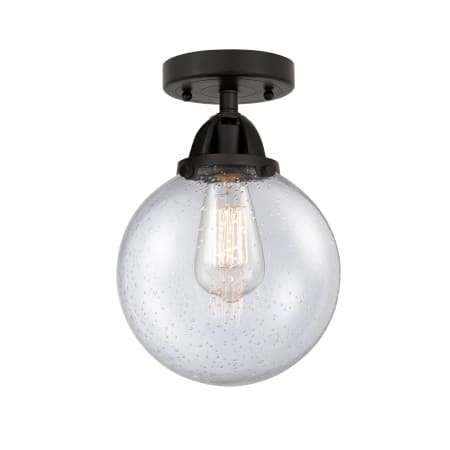 A large image of the Innovations Lighting 288-1C-11-8 Beacon Semi-Flush Matte Black / Seedy