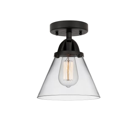 A large image of the Innovations Lighting 288-1C-10-8 Cone Semi-Flush Matte Black / Clear