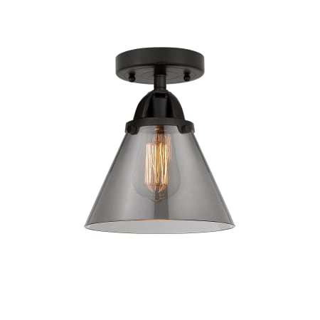 A large image of the Innovations Lighting 288-1C-10-8 Cone Semi-Flush Matte Black / Plated Smoke