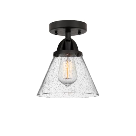 A large image of the Innovations Lighting 288-1C-10-8 Cone Semi-Flush Matte Black / Seedy