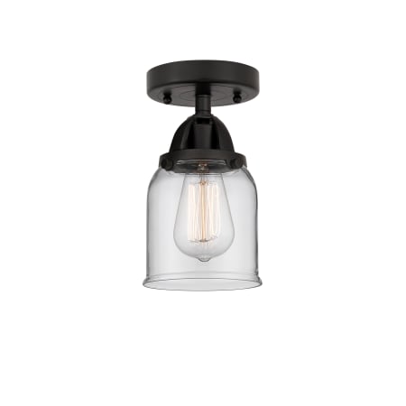 A large image of the Innovations Lighting 288-1C-9-5 Bell Semi-Flush Matte Black / Clear