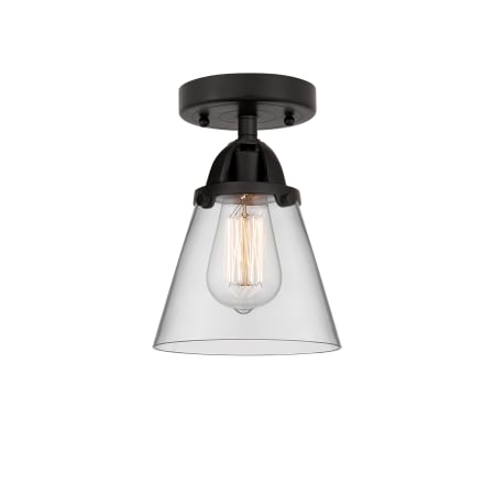 A large image of the Innovations Lighting 288-1C-9-6 Cone Semi-Flush Matte Black / Clear