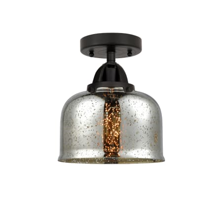 A large image of the Innovations Lighting 288-1C-9-8 Bell Semi-Flush Matte Black / Silver Plated Mercury