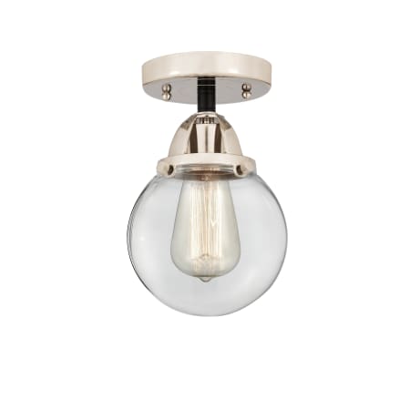A large image of the Innovations Lighting 288-1C-9-6 Beacon Semi-Flush Black Polished Nickel / Clear