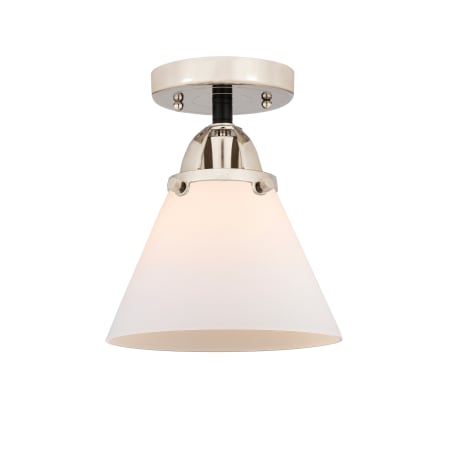 A large image of the Innovations Lighting 288-1C-10-8 Cone Semi-Flush Black Polished Nickel / Matte White