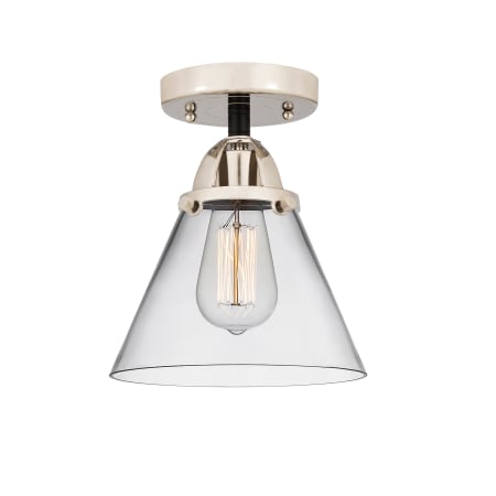 A large image of the Innovations Lighting 288-1C-10-8 Cone Semi-Flush Black Polished Nickel / Clear