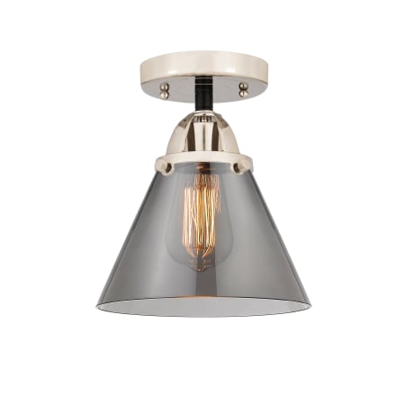 A large image of the Innovations Lighting 288-1C-10-8 Cone Semi-Flush Black Polished Nickel / Plated Smoke