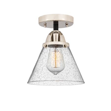 A large image of the Innovations Lighting 288-1C-10-8 Cone Semi-Flush Black Polished Nickel / Seedy