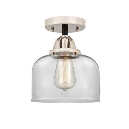 A large image of the Innovations Lighting 288-1C-9-8 Bell Semi-Flush Black Polished Nickel / Clear