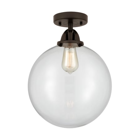 A large image of the Innovations Lighting 288-1C-15-12 Beacon Semi-Flush Oil Rubbed Bronze / Clear