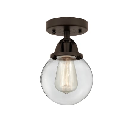 A large image of the Innovations Lighting 288-1C-9-6 Beacon Semi-Flush Oil Rubbed Bronze / Clear