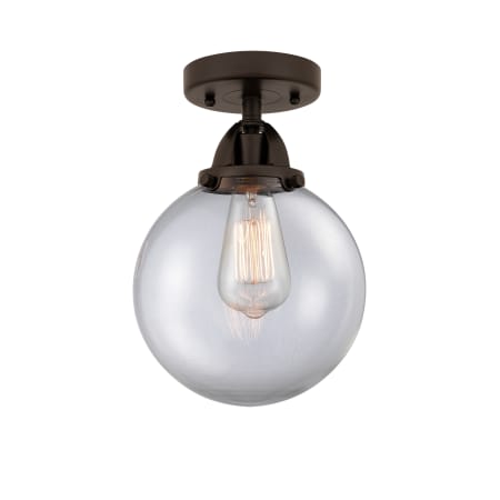 A large image of the Innovations Lighting 288-1C-11-8 Beacon Semi-Flush Oil Rubbed Bronze / Clear