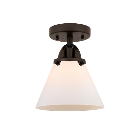 A large image of the Innovations Lighting 288-1C-10-8 Cone Semi-Flush Oil Rubbed Bronze / Matte White