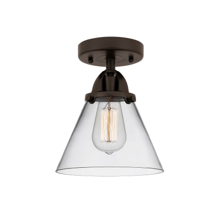 A large image of the Innovations Lighting 288-1C-10-8 Cone Semi-Flush Oil Rubbed Bronze / Clear