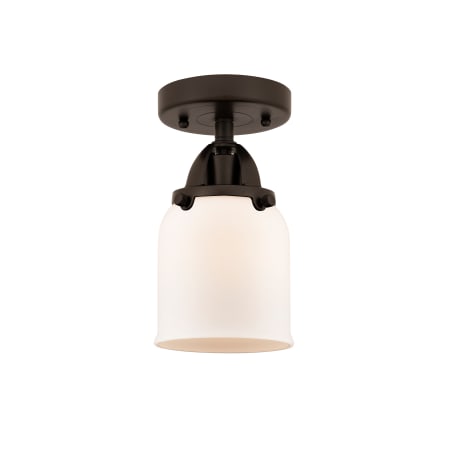 A large image of the Innovations Lighting 288-1C-9-5 Bell Semi-Flush Oil Rubbed Bronze / Matte White