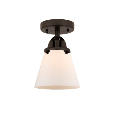 A large image of the Innovations Lighting 288-1C-9-6 Cone Semi-Flush Oil Rubbed Bronze / Matte White