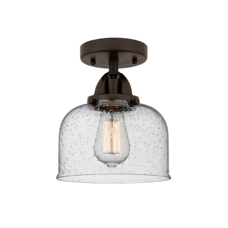 A large image of the Innovations Lighting 288-1C-9-8 Bell Semi-Flush Oil Rubbed Bronze / Seedy