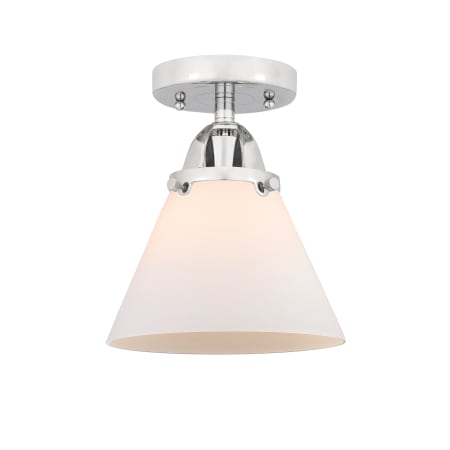 A large image of the Innovations Lighting 288-1C-10-8 Cone Semi-Flush Polished Chrome / Matte White