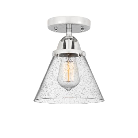 A large image of the Innovations Lighting 288-1C-10-8 Cone Semi-Flush Polished Chrome / Seedy