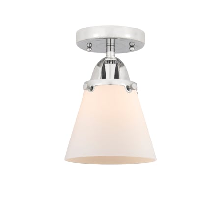 A large image of the Innovations Lighting 288-1C-9-6 Cone Semi-Flush Polished Chrome / Matte White