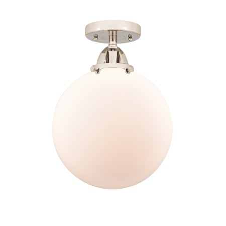 A large image of the Innovations Lighting 288-1C-14-10 Beacon Semi-Flush Polished Nickel / Matte White