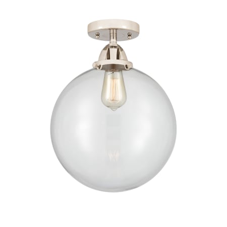 A large image of the Innovations Lighting 288-1C-15-12 Beacon Semi-Flush Polished Nickel / Clear