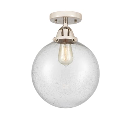 A large image of the Innovations Lighting 288-1C-14-10 Beacon Semi-Flush Polished Nickel / Seedy