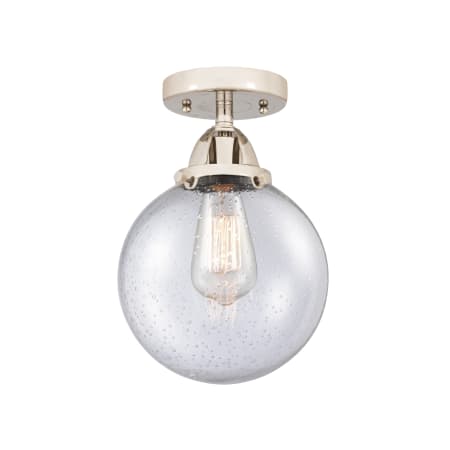 A large image of the Innovations Lighting 288-1C-12-8 Beacon Semi-Flush Polished Nickel / Seedy