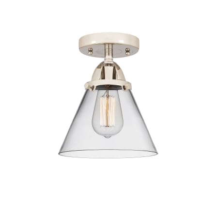 A large image of the Innovations Lighting 288-1C-10-8 Cone Semi-Flush Polished Nickel / Clear