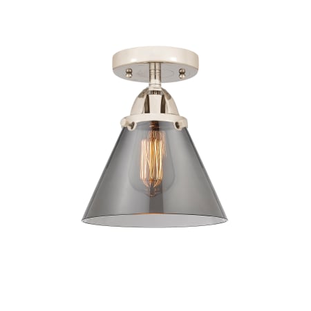 A large image of the Innovations Lighting 288-1C-10-8 Cone Semi-Flush Polished Nickel / Plated Smoke