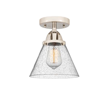 A large image of the Innovations Lighting 288-1C-10-8 Cone Semi-Flush Polished Nickel / Seedy