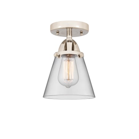 A large image of the Innovations Lighting 288-1C-9-6 Cone Semi-Flush Polished Nickel / Clear