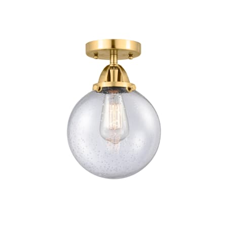 A large image of the Innovations Lighting 288-1C-12-8 Beacon Semi-Flush Satin Gold / Seedy