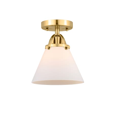 A large image of the Innovations Lighting 288-1C-10-8 Cone Semi-Flush Satin Gold / Matte White