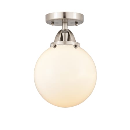 A large image of the Innovations Lighting 288-1C-11-8 Beacon Semi-Flush Brushed Satin Nickel / Matte White