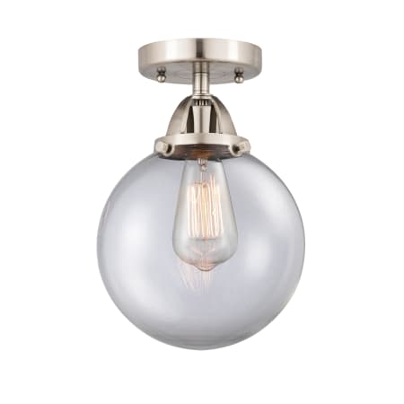 A large image of the Innovations Lighting 288-1C-11-8 Beacon Semi-Flush Brushed Satin Nickel / Clear