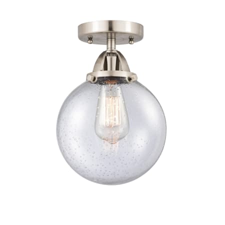 A large image of the Innovations Lighting 288-1C-11-8 Beacon Semi-Flush Brushed Satin Nickel / Seedy