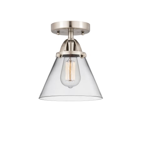 A large image of the Innovations Lighting 288-1C-10-8 Cone Semi-Flush Brushed Satin Nickel / Clear