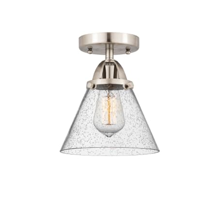 A large image of the Innovations Lighting 288-1C-10-8 Cone Semi-Flush Brushed Satin Nickel / Seedy