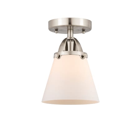 A large image of the Innovations Lighting 288-1C-9-6 Cone Semi-Flush Brushed Satin Nickel / Matte White