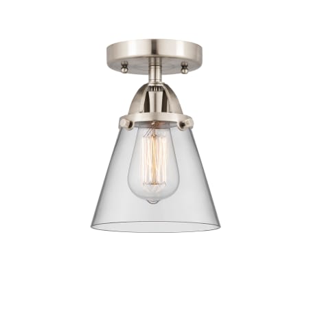 A large image of the Innovations Lighting 288-1C-9-6 Cone Semi-Flush Brushed Satin Nickel / Clear