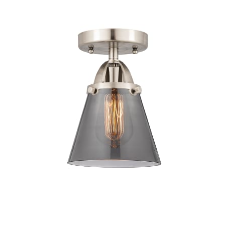 A large image of the Innovations Lighting 288-1C-9-6 Cone Semi-Flush Brushed Satin Nickel / Plated Smoke